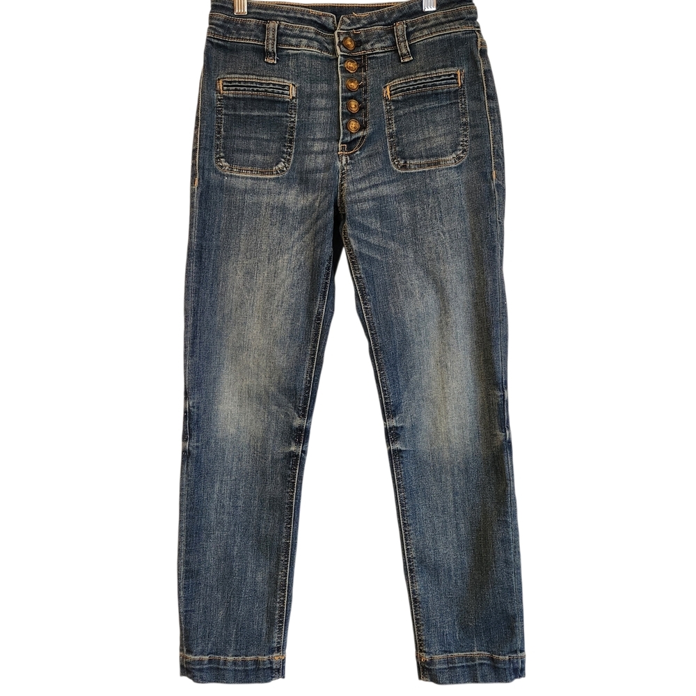 Anthropologie Pilcro And The Letterpress Button Fly High Rise Slim Jean Size 26 - Picture 2 of 14